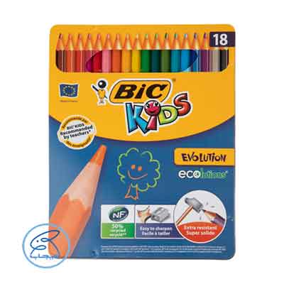 مداد رنگی بیک جعبه فلزی 18 رنگ
